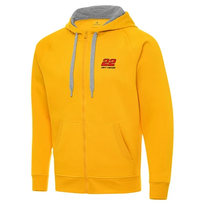 Men's Antigua  Gold Joey Logano Victory Full-Zip Hoodie