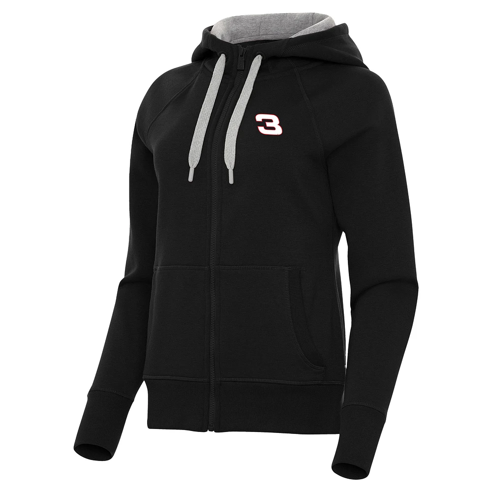 Women's Antigua Black Richard Childress Racing Victory Full-Zip Hoodie
