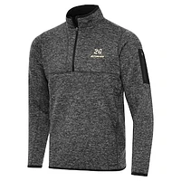 Men's Antigua Heather Black Christopher Bell Big & Tall Fortune Quarter-Zip Pullover Jacket