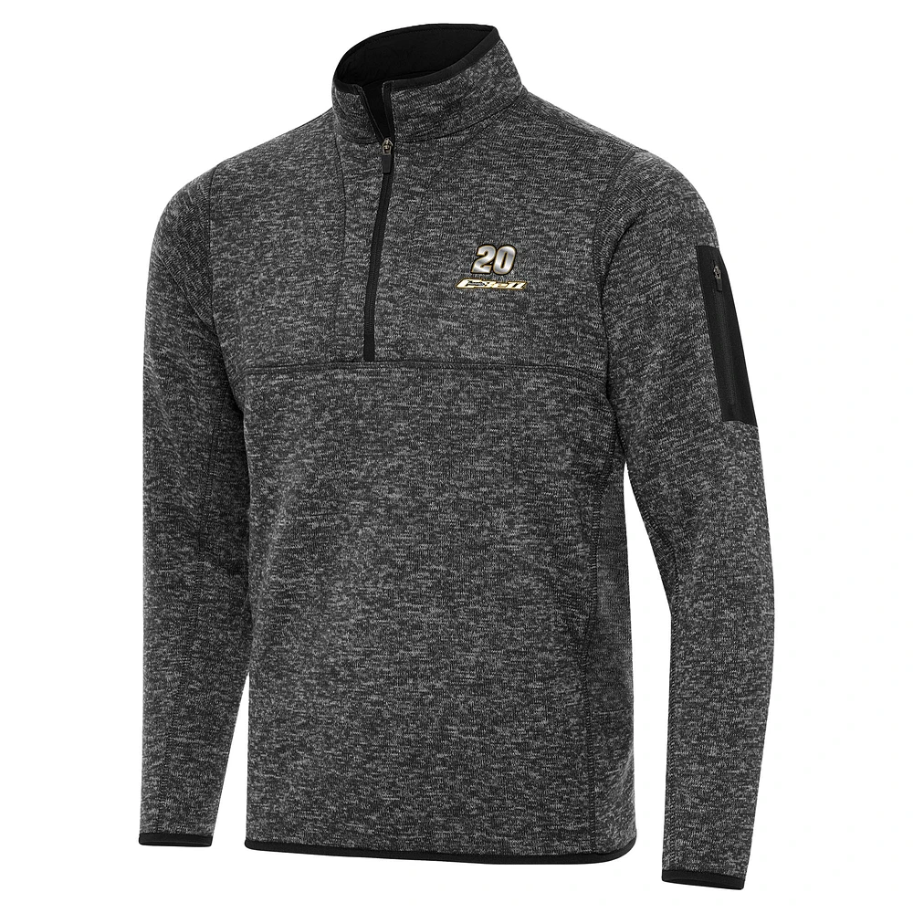 Men's Antigua Heather Black Christopher Bell Big & Tall Fortune Quarter-Zip Pullover Jacket