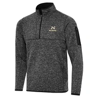 Men's Antigua Heather Black Christopher Bell Big & Tall Fortune Quarter-Zip Pullover Jacket