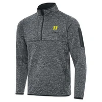 Men's Antigua Heather Gray Denny Hamlin Big & Tall Fortune Quarter-Zip Pullover Jacket