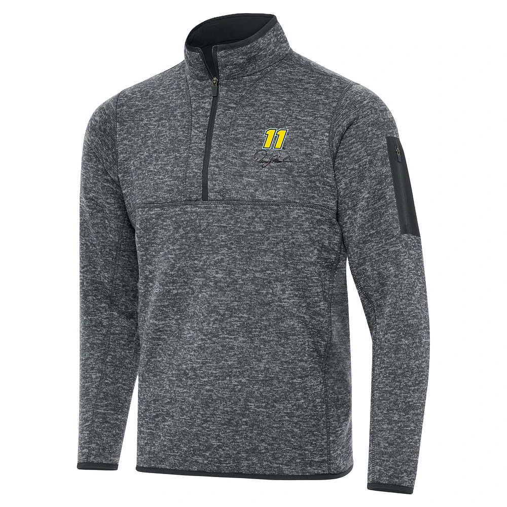 Men's Antigua Heather Gray Denny Hamlin Big & Tall Fortune Quarter-Zip Pullover Jacket