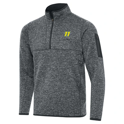 Men's Antigua Heather Gray Denny Hamlin Big & Tall Fortune Quarter-Zip Pullover Jacket