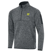 Men's Antigua Heather Gray Denny Hamlin Big & Tall Fortune Quarter-Zip Pullover Jacket