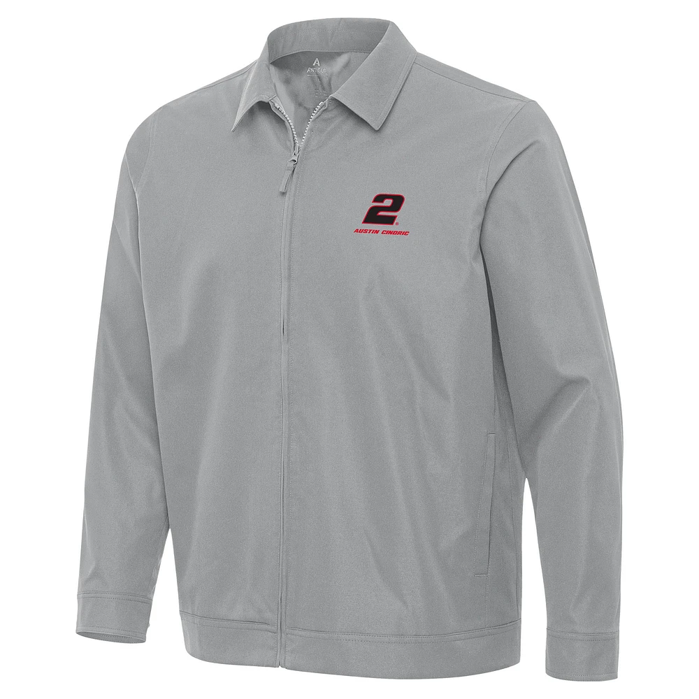 Men's Antigua Gray Austin Cindric Pivot Full-Zip Jacket