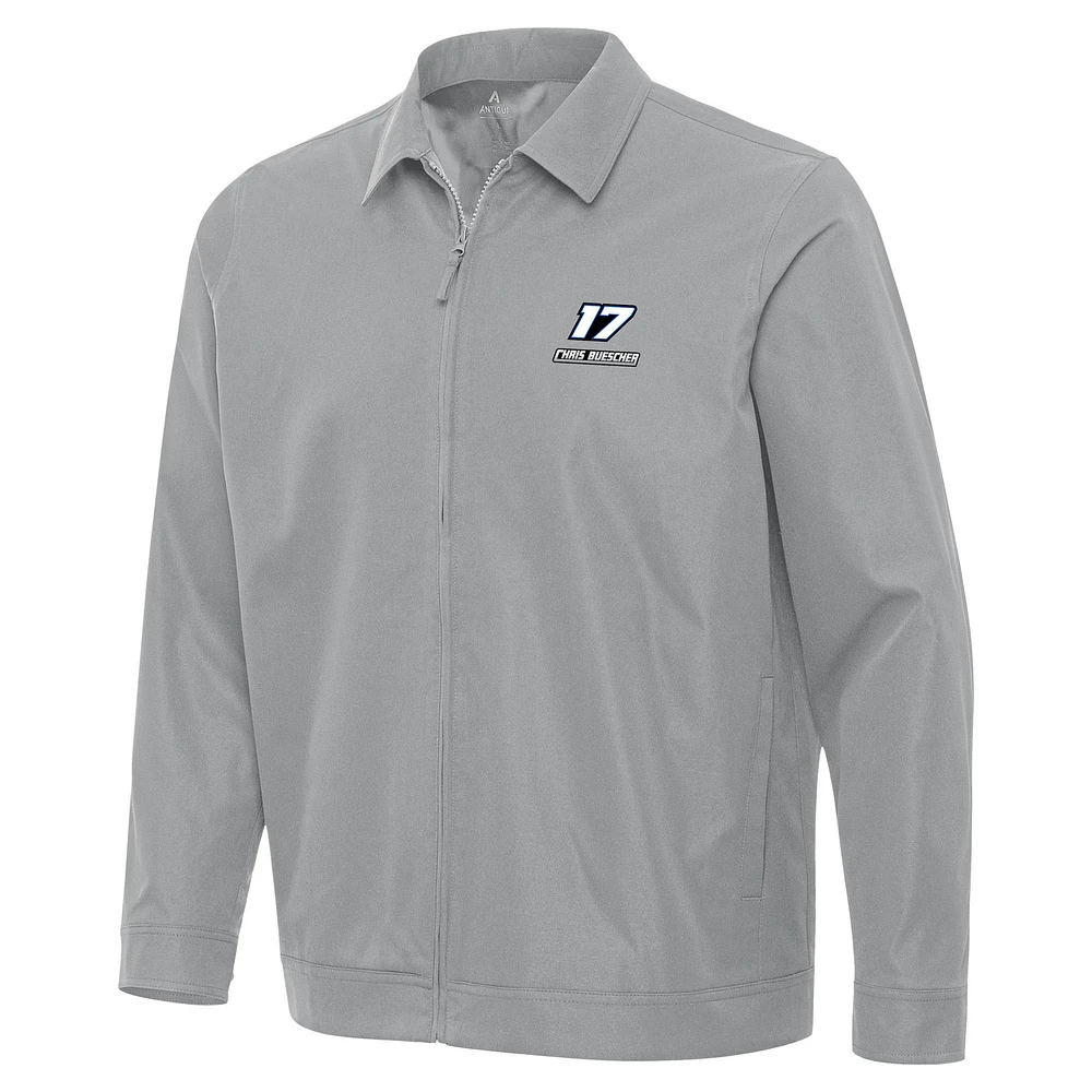 Men's Antigua Gray Chris Buescher Pivot Full-Zip Jacket