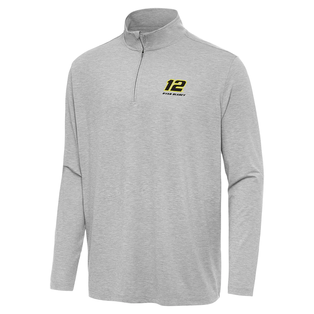 Men's Antigua Heather Gray Ryan Blaney Hunk Quarter-Zip Top
