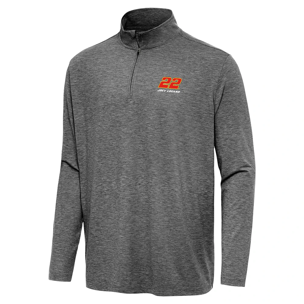 Men's Antigua Heather Joey Logano Hunk Quarter-Zip Top