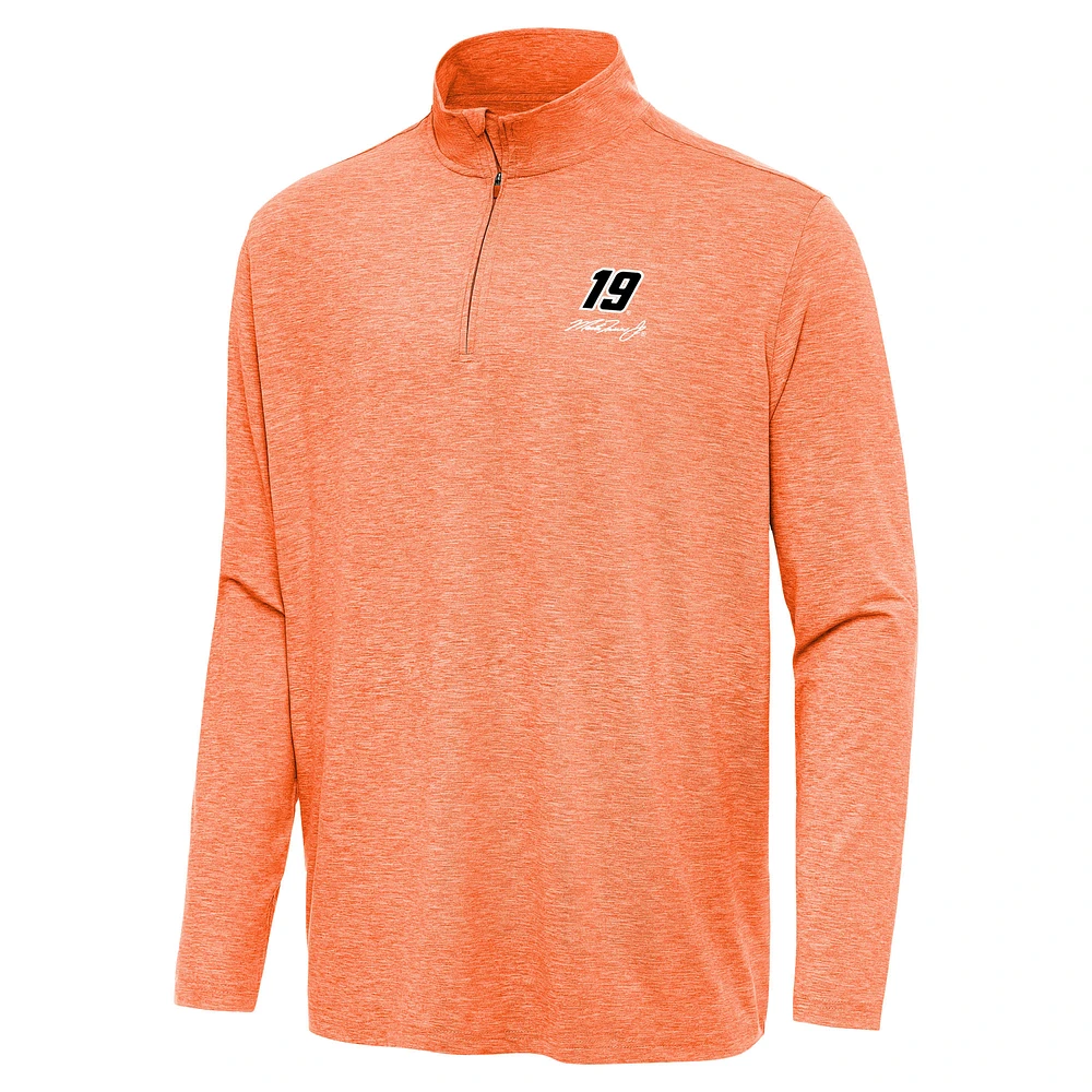 Men's Antigua Heather Orange Martin Truex Jr Hunk Quarter-Zip Top