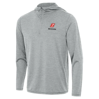 Men's Antigua  Heather Gray Brad Keselowski Tidy Quarter-Zip Hoodie