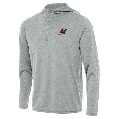 Men's Antigua  Heather Gray Austin Cindric Tidy Quarter-Zip Hoodie
