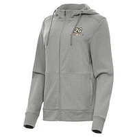 Women's Antigua  Heather Gray Christopher Bell Seeker Full-Zip Hoodie Jacket