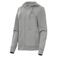 Women's Antigua  Heather Gray Christopher Bell Seeker Full-Zip Hoodie Jacket
