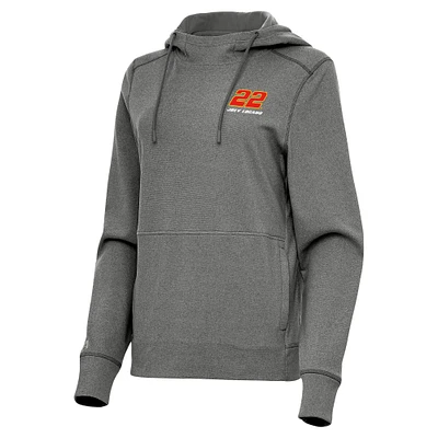 Women's Antigua Heather Joey Logano Justice Pullover Hoodie