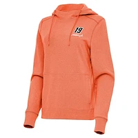 Women's Antigua  Heather Orange Martin Truex Jr Justice Pullover Hoodie