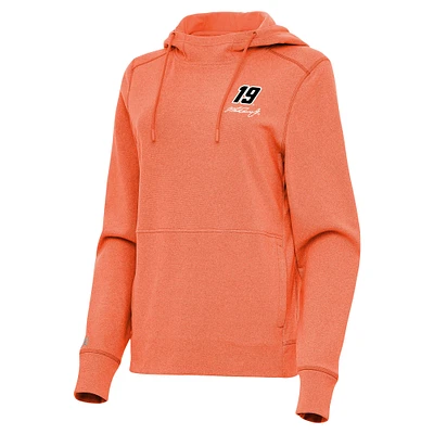 Women's Antigua  Heather Orange Martin Truex Jr Justice Pullover Hoodie