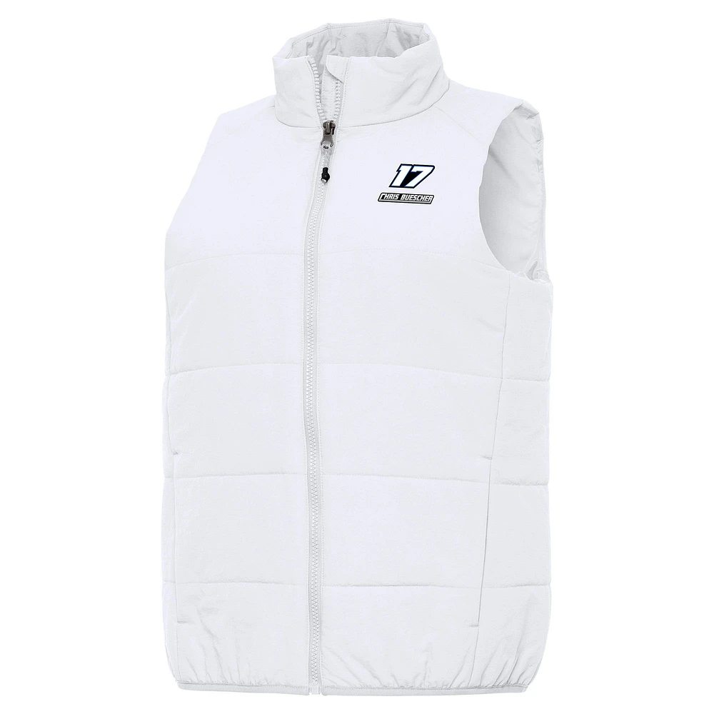 Women's Antigua White Chris Buescher Experience Full-Zip Vest