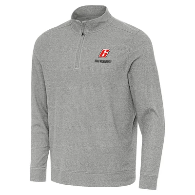 Men's Antigua  Heather Gray Brad Keselowski Subtle Quarter-Zip Pullover Top