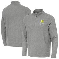 Men's Antigua  Heather Black Denny Hamlin Subtle Quarter-Zip Pullover Top