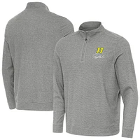 Men's Antigua  Heather Black Denny Hamlin Subtle Quarter-Zip Pullover Top