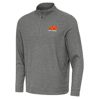 Men's Antigua  Heather Black Joey Logano Subtle Quarter-Zip Pullover Top