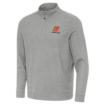 Men's Antigua Heather Martin Truex Jr Subtle Quarter-Zip Pullover Top