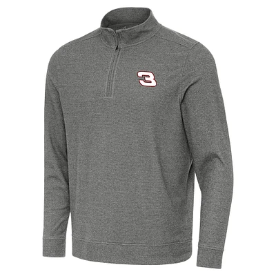 Men's Antigua  Heather Black Richard Childress Racing Subtle Quarter-Zip Pullover Top