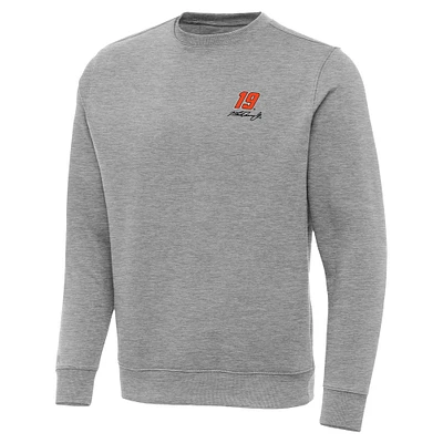 Men's Antigua  Heather Gray Martin Truex Jr Victory Pullover Sweatshirt
