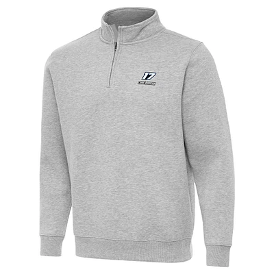 Men's Antigua  Heather Gray Chris Buescher Victory Quarter-Zip Sweatshirt