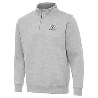 Men's Antigua  Heather Gray Chris Buescher Victory Quarter-Zip Sweatshirt