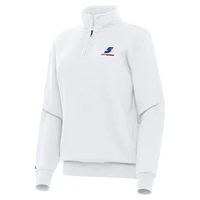 Women's Antigua  White Kyle Larson Victory Quarter-Zip Sweatshirt
