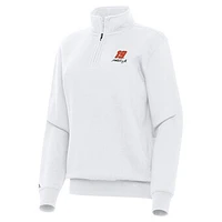 Women's Antigua  White Martin Truex Jr Victory Quarter-Zip Sweatshirt