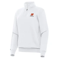 Women's Antigua  White Martin Truex Jr Victory Quarter-Zip Sweatshirt