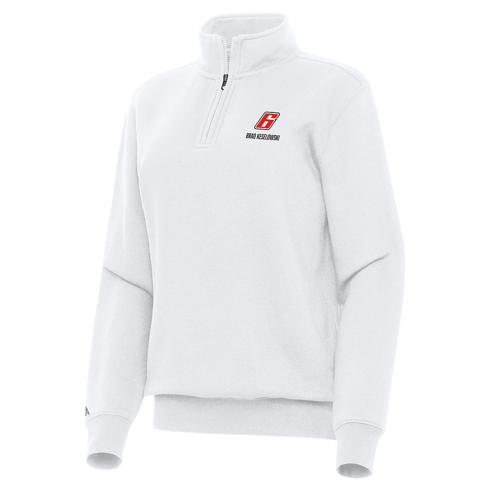 Women's Antigua White Brad Keselowski Victory Quarter-Zip Sweatshirt