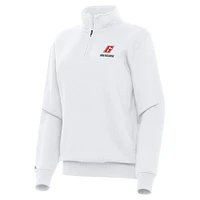 Women's Antigua  White Brad Keselowski Victory Quarter-Zip Sweatshirt
