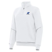 Women's Antigua  White Ricky Stenhouse Jr. Victory Quarter-Zip Sweatshirt