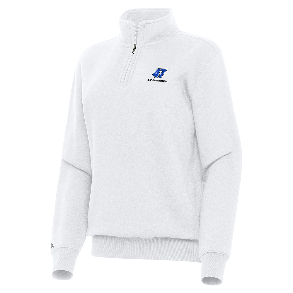 Women's Antigua White Ricky Stenhouse Jr. Victory Quarter-Zip Sweatshirt