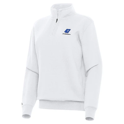 Women's Antigua  White Ricky Stenhouse Jr. Victory Quarter-Zip Sweatshirt
