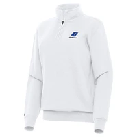 Women's Antigua  White Ricky Stenhouse Jr. Victory Quarter-Zip Sweatshirt