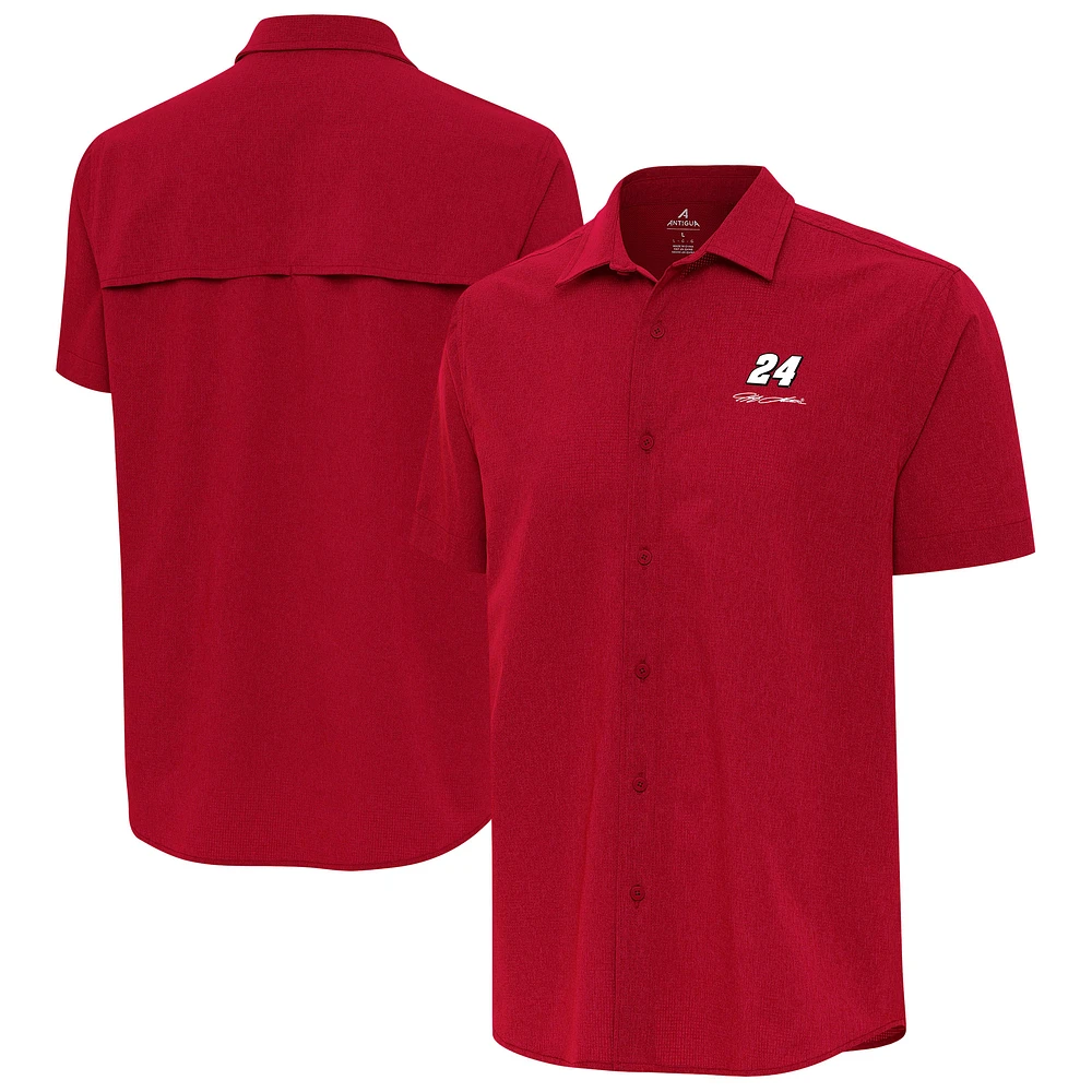 Men's Antigua Jeff Gordon Activate Woven Short Sleeve Button-Up Shirt