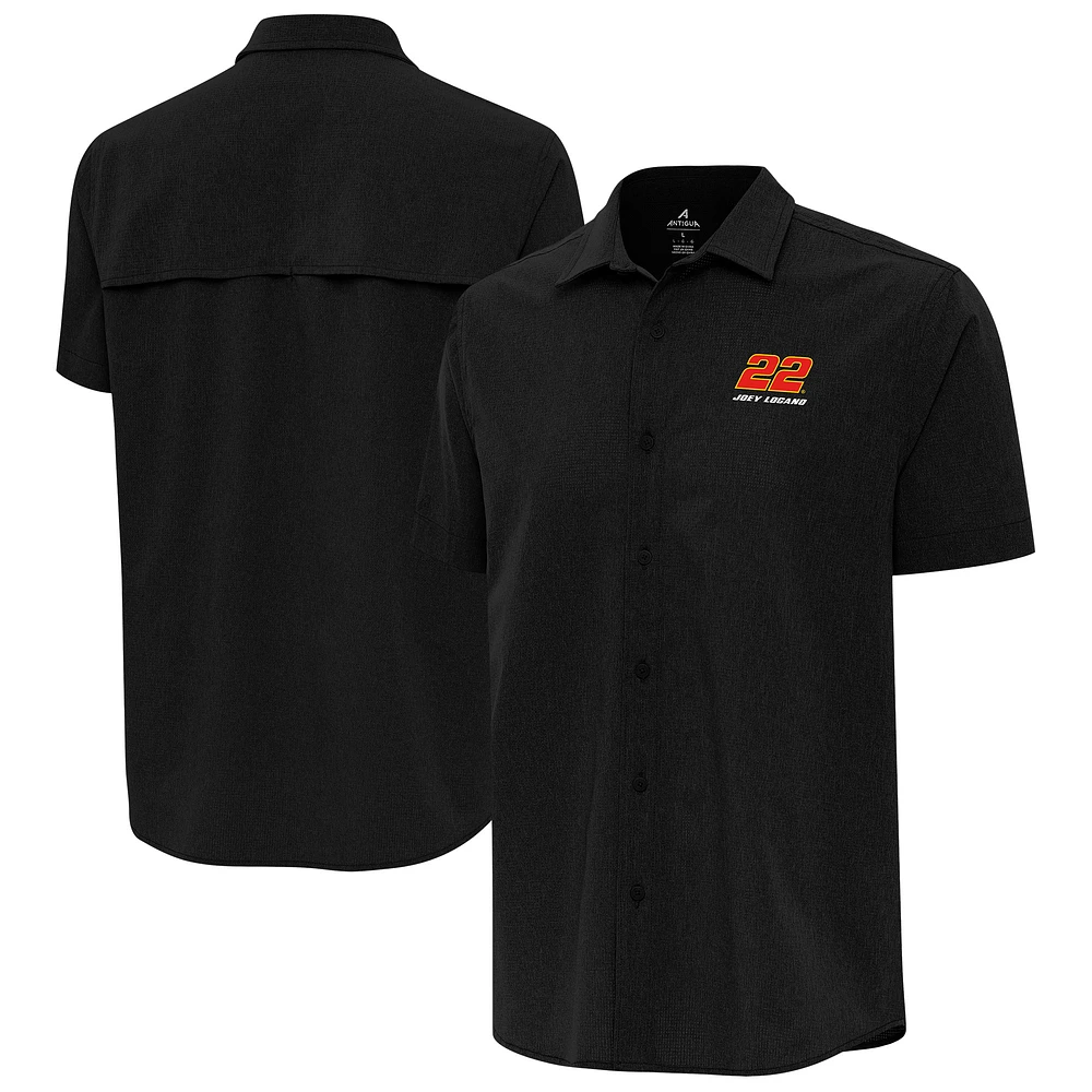 Men's Antigua Joey Logano Activate Woven Short Sleeve Button-Up Shirt