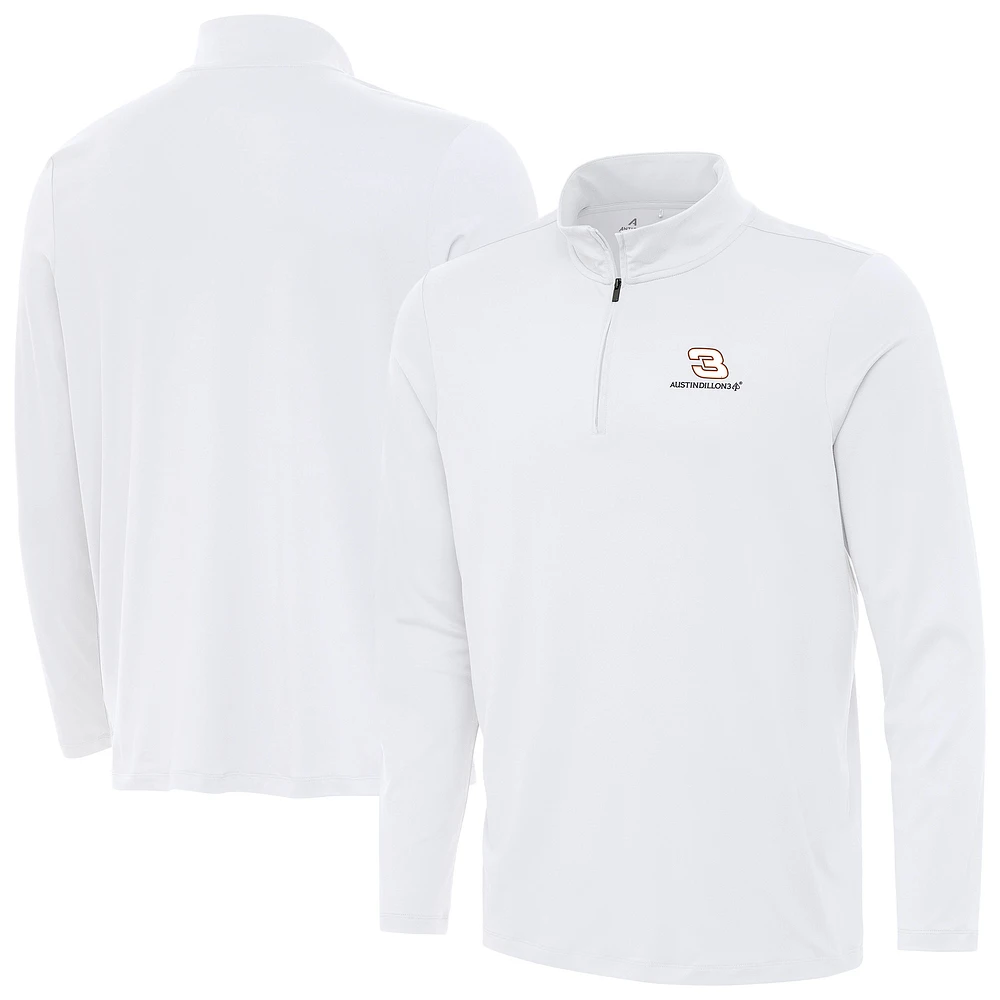 Men's Antigua White Austin Dillon Reprocess Quarter-Zip Top