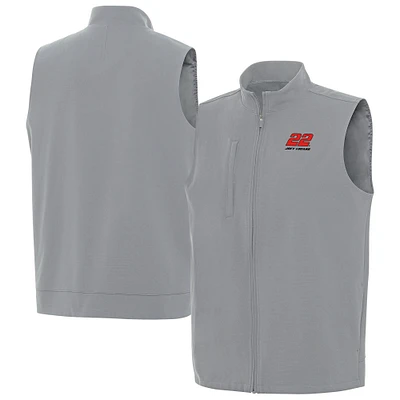 Men's Antigua  Gray Joey Logano Regard Full-Zip Vest