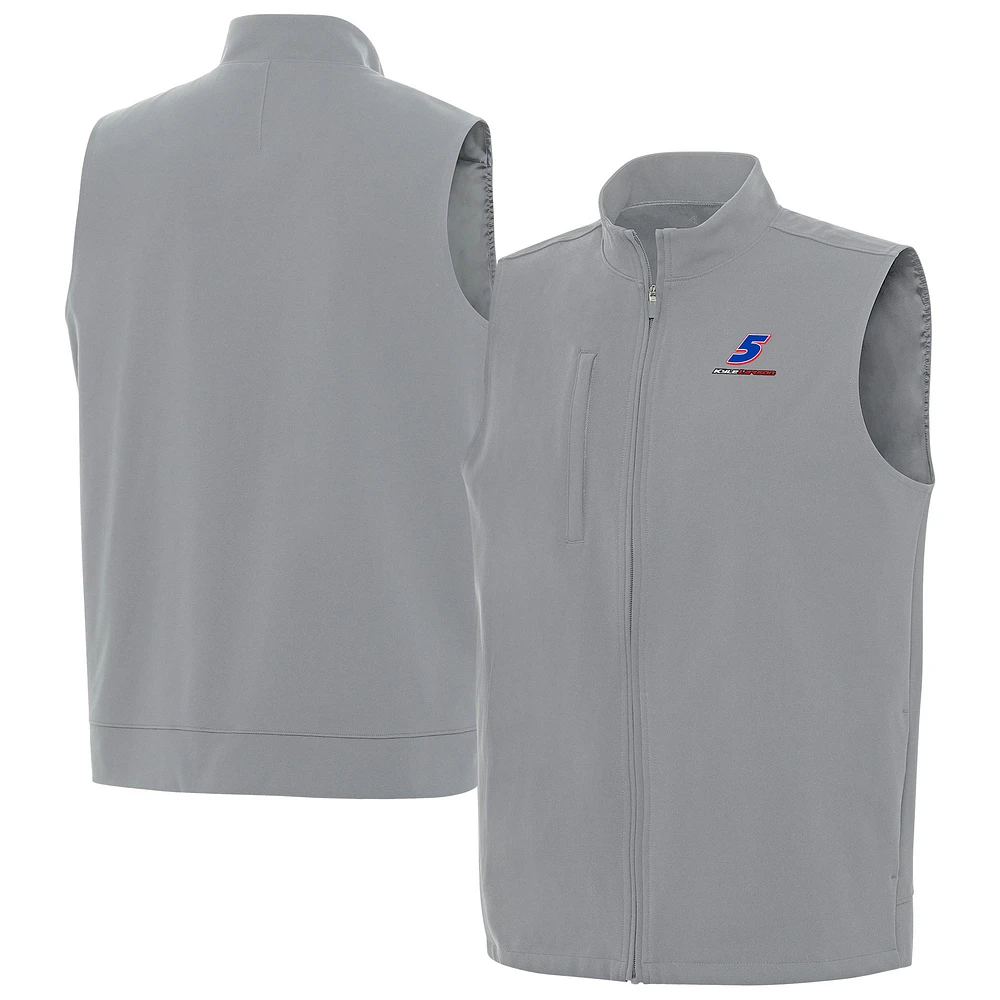 Men's Antigua Gray Kyle Larson Regard Full-Zip Vest