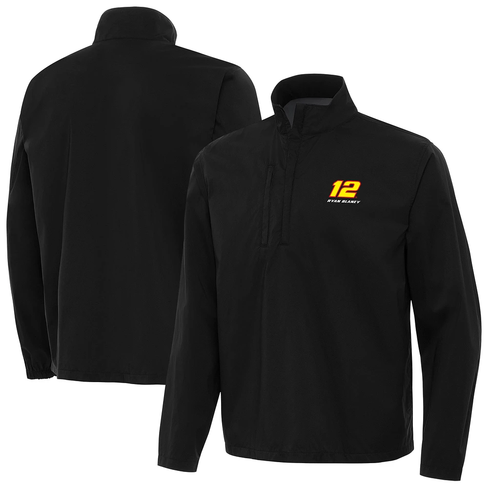 Men's Antigua Black Ryan Blaney Brisk Quarter-Zip Pullover Jacket