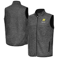Men's Antigua  Heather Black Denny Hamlin Fortune Full-Zip Vest