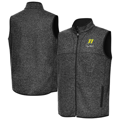 Men's Antigua  Heather Black Denny Hamlin Fortune Full-Zip Vest