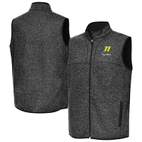 Men's Antigua  Heather Black Denny Hamlin Fortune Full-Zip Vest