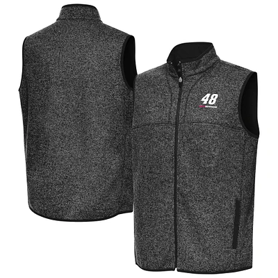 Men's Antigua  Heather Black Alex Bowman Fortune Full-Zip Vest
